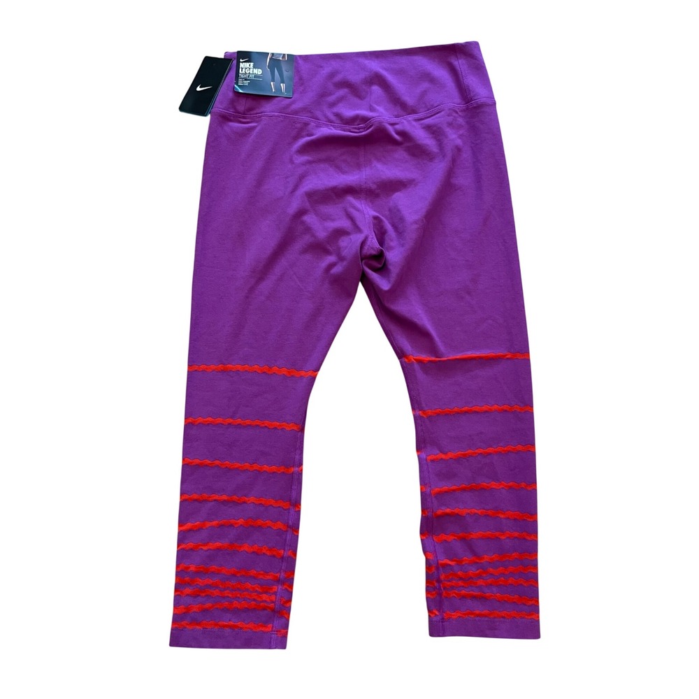 Nike Legend Tight Fit Dri-FIT Purple Red Wavy Stripe Capri Leggings 725095-556 L - Picture 4 of 8